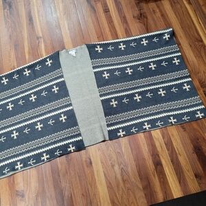 Orvis Tribal Print Poncho Wrap Shawl 100% Cotton